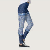 Torn denim: blauer Jeans Stoff. Leggings (Rechts)