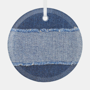 Torn denim: blauer Jeans Stoff. Ornament Aus Glas