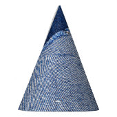 Torn denim: blauer Jeans Stoff. Partyhütchen (Links)