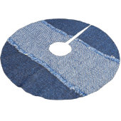 Torn denim: blauer Jeans Stoff. Polyester Weihnachtsbaumdecke (Schrägansicht)