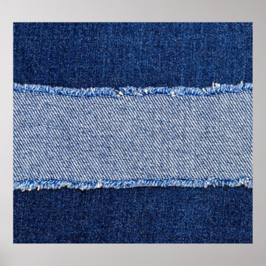 Torn denim: blauer Jeans Stoff. Poster (Vorne)