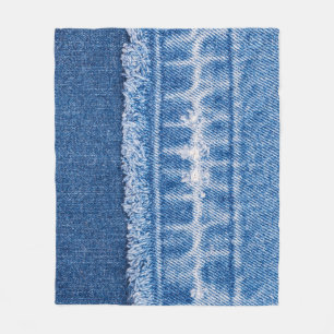 Torn Denim: Doppelblauer Jeans Frame Fleecedecke
