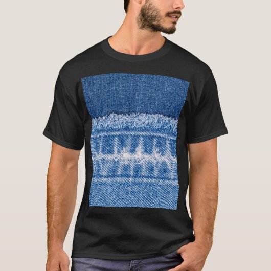 Torn Denim: Doppelblauer Jeans Frame T-Shirt (Vorderseite)
