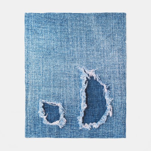 Torn denim Stoff Textur, blaue Farben. Fleecedecke (Vorderseite)