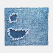 Torn denim Stoff Textur, blaue Farben. Fleecedecke (Vorderseite (Horizontal))