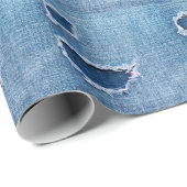 Torn denim Stoff Textur, blaue Farben. Geschenkpapier (Rolleneckpunkt)