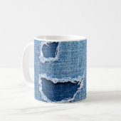 Torn denim Stoff Textur, blaue Farben. Kaffeetasse (Vorderseite Links)