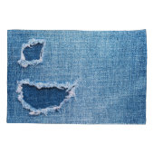 Torn denim Stoff Textur, blaue Farben. Kissenbezug (Rückseite)