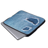 Torn denim Stoff Textur, blaue Farben. Laptopschutzhülle (Vorne Knopf)