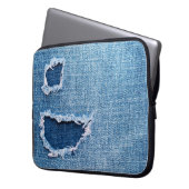 Torn denim Stoff Textur, blaue Farben. Laptopschutzhülle (Vorderseite Links)