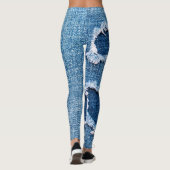 Torn denim Stoff Textur, blaue Farben. Leggings (Rückseite)