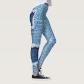Torn denim Stoff Textur, blaue Farben. Leggings (Rechts)