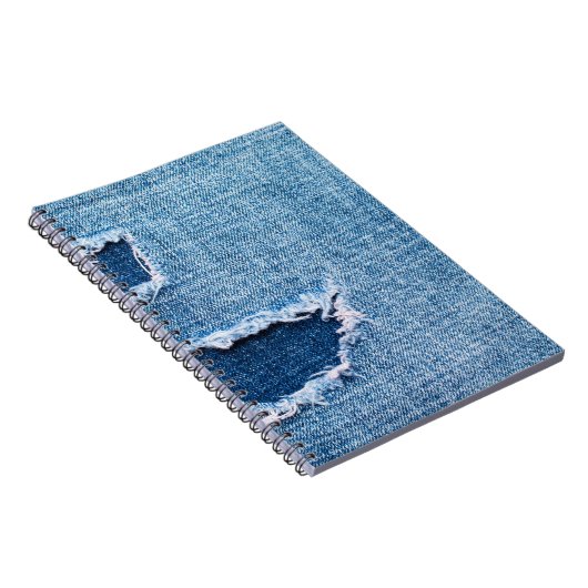 Torn denim Stoff Textur, blaue Farben. Notizblock (Rechte Seite)
