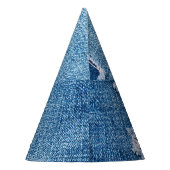 Torn denim Stoff Textur, blaue Farben. Partyhütchen (Rückseite)