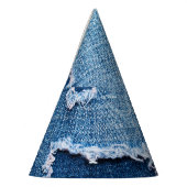 Torn denim Stoff Textur, blaue Farben. Partyhütchen (Links)