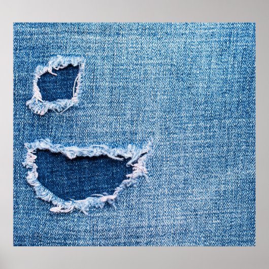 Torn denim Stoff Textur, blaue Farben. Poster (Vorne)
