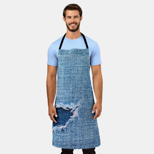 Torn denim Stoff Textur, blaue Farben. Schürze (Getragen)