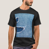 Torn denim Stoff Textur, blaue Farben. T-Shirt (Vorderseite)
