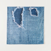 Torn denim Stoff Textur, blaue Farben. Wandteppich (Vorderseite (Horizontal))
