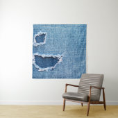 Torn denim Stoff Textur, blaue Farben. Wandteppich (Beispiel)