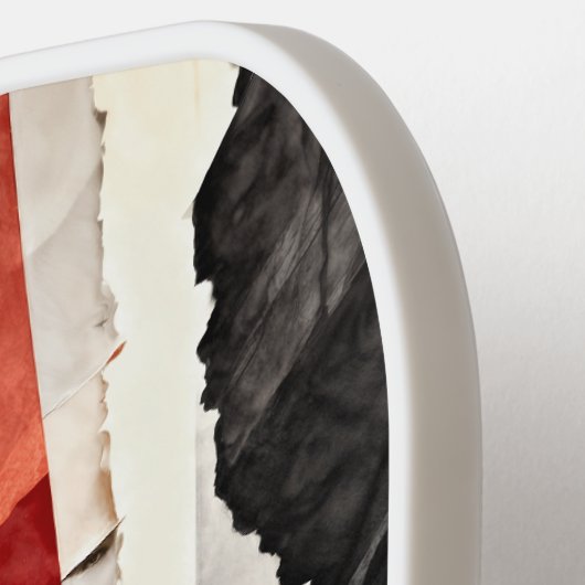 Torn-Edge Monochrome with Ember Bands, Modern Wall Pickleball Schläger (Linke Seite)