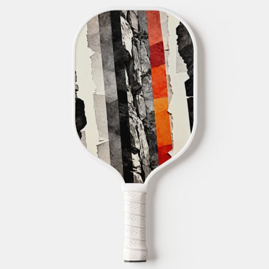 Torn-Edge Monochrome with Ember Bands, Modern Wall Pickleball Schläger (Vorderseite)