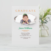 Torn Edges Foto Abschluss Einladung (Stehend Vorderseite)