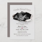 Torn Edges Foto Gender Reveal Party Einladung (Vorne/Hinten)