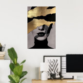 Torn Golden Face Abstract Art Elegant Texture Poster (Heimbüro)