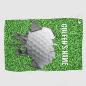 Torn Golf Ball (individuell einstellbar) Golfhandtuch (Horizontal)