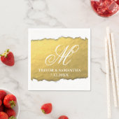 Torn Out Look Imitats Gold Monogram Wedding Serviette (Beispiel)