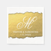 Torn Out Look Imitats Gold Monogram Wedding Serviette (Vorderseite)