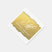 Torn Out Look Imitats Gold Monogram Wedding Serviette (Ecke)