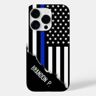 Torn Out Look Thin Blue Line American Flag Case-Mate iPhone Hülle