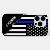 Torn Out Look Thin Blue Line American Flag Case-Mate iPhone Hülle (Rückseite (Horizontal))