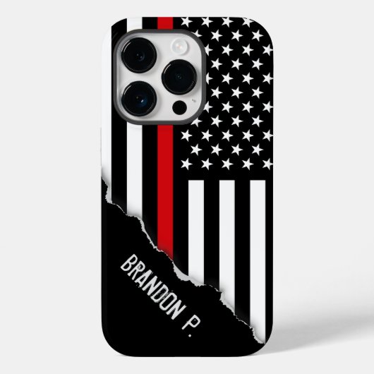 Torn Out Look Thin Red Line American Flag Case-Mate iPhone Hülle (Rückseite)