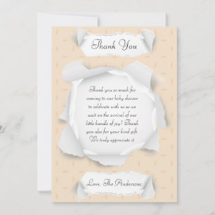 Torn Paper Effect Baby Shower Danke Karte