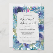 Torn Paper Mermaid Blue Floral Bridal Brunch Einladung (Vorderseite)