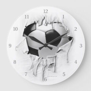 Torn Soccer Weiße Wand-Uhr Große Wanduhr