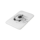 Torn Soccer White Bath Mat Badematte (Schrägansicht)
