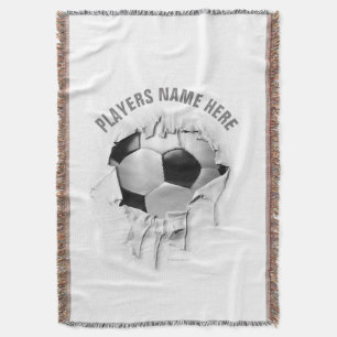 Torn Soccer White Throw Blanket Decke