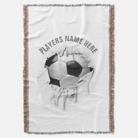 Torn Soccer White Throw Blanket Decke (Vorderseite Vertikal)