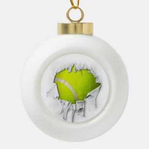 Torn Tennis Keramik Ball Weihnachtsschmuck Kugel-Ornament