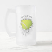 Torn Tennis Mattiert Glass Beer Tasse (Links)