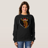 Torn Tuch Giraffe Gesicht mit Weihnachtshut Er hat Sweatshirt (Vorne ganz)