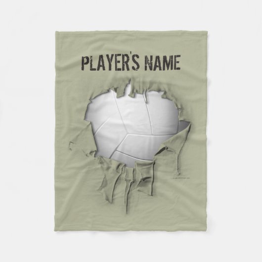 Torn Volleyball Personalisiert Weiß Fleece Blankon (Vorderseite)