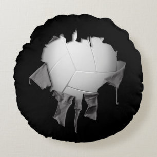 Torn Volleyball Rund dunkles Kissen