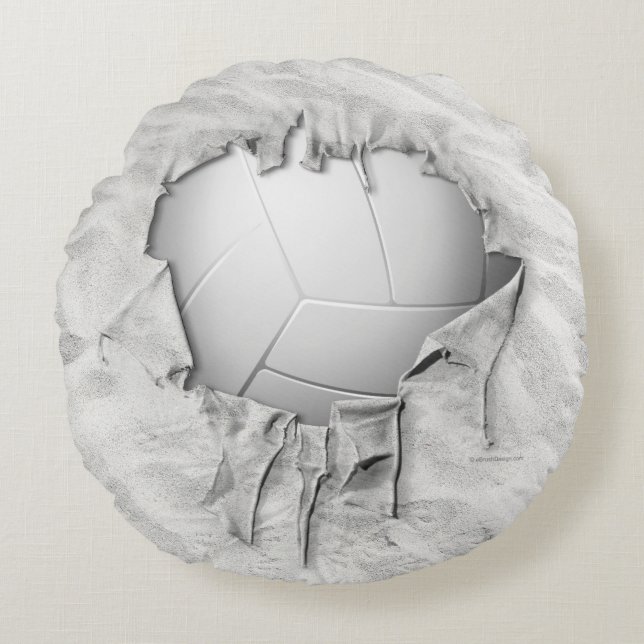 Torn Volleyball Rund dunkles Kissen (Vorderseite)