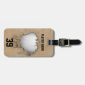 Torn Volleyball (weiß personalisiert) Gepäckmarke Gepäckanhänger (Vorderseite horizontal)