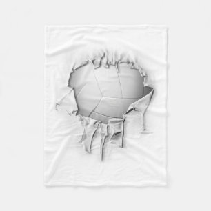 Torn Volleyball White Fleece Blanket